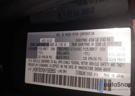 2022 Mazda Cx-5 2.5 S Preferred z USA, uszkodzony, nr VIN JM3KFBCM2N1593550